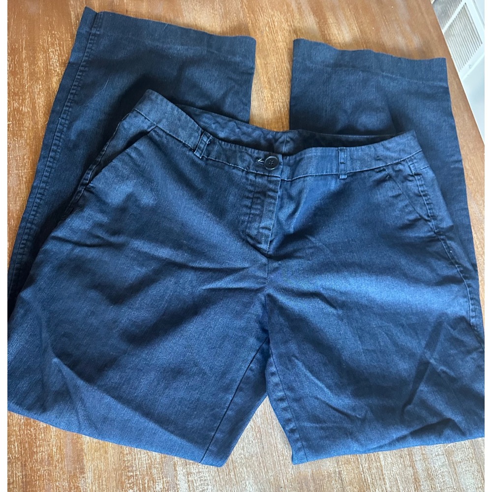 Vtg New York & Company Blue Stretch Wide Leg Trousers Pants Womens 6 Tall Indigo